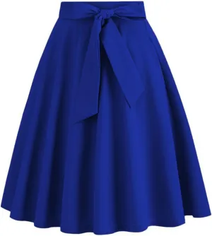 Knee Length Skirts for Women Dressy Casual Comfy Summer Pleated a Line Skirts High Waisted Swing Skater Skirt