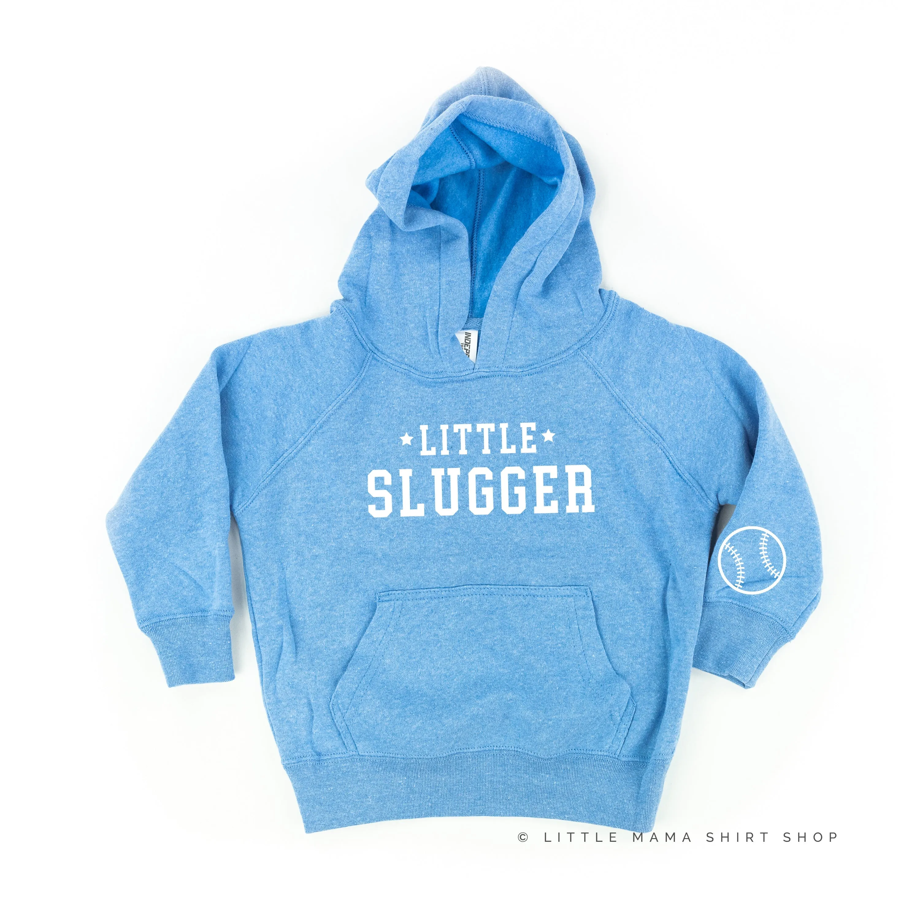 Little Slugger - Baseball Detail on Sleeve - CHILD HOODIE