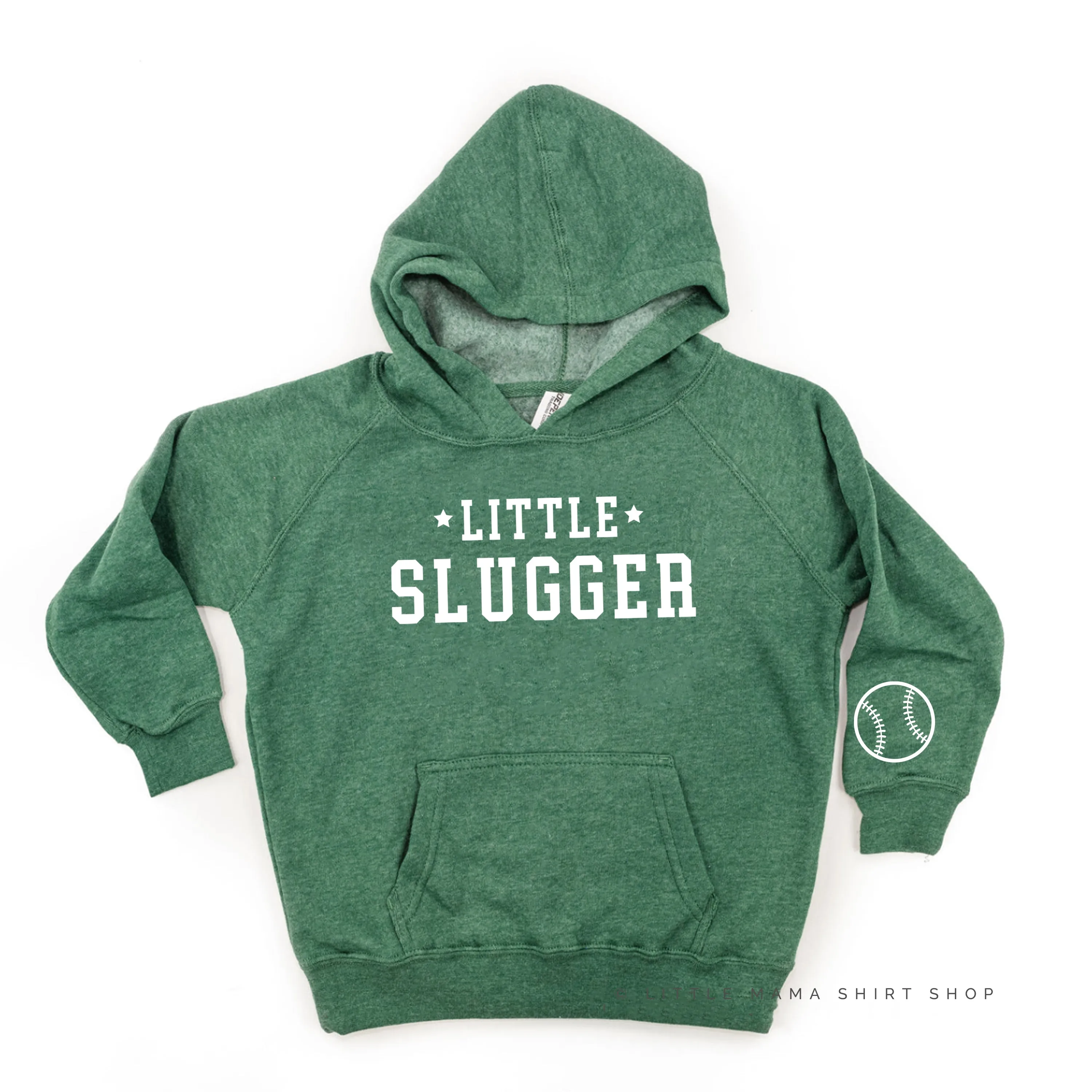 Little Slugger - Baseball Detail on Sleeve - CHILD HOODIE