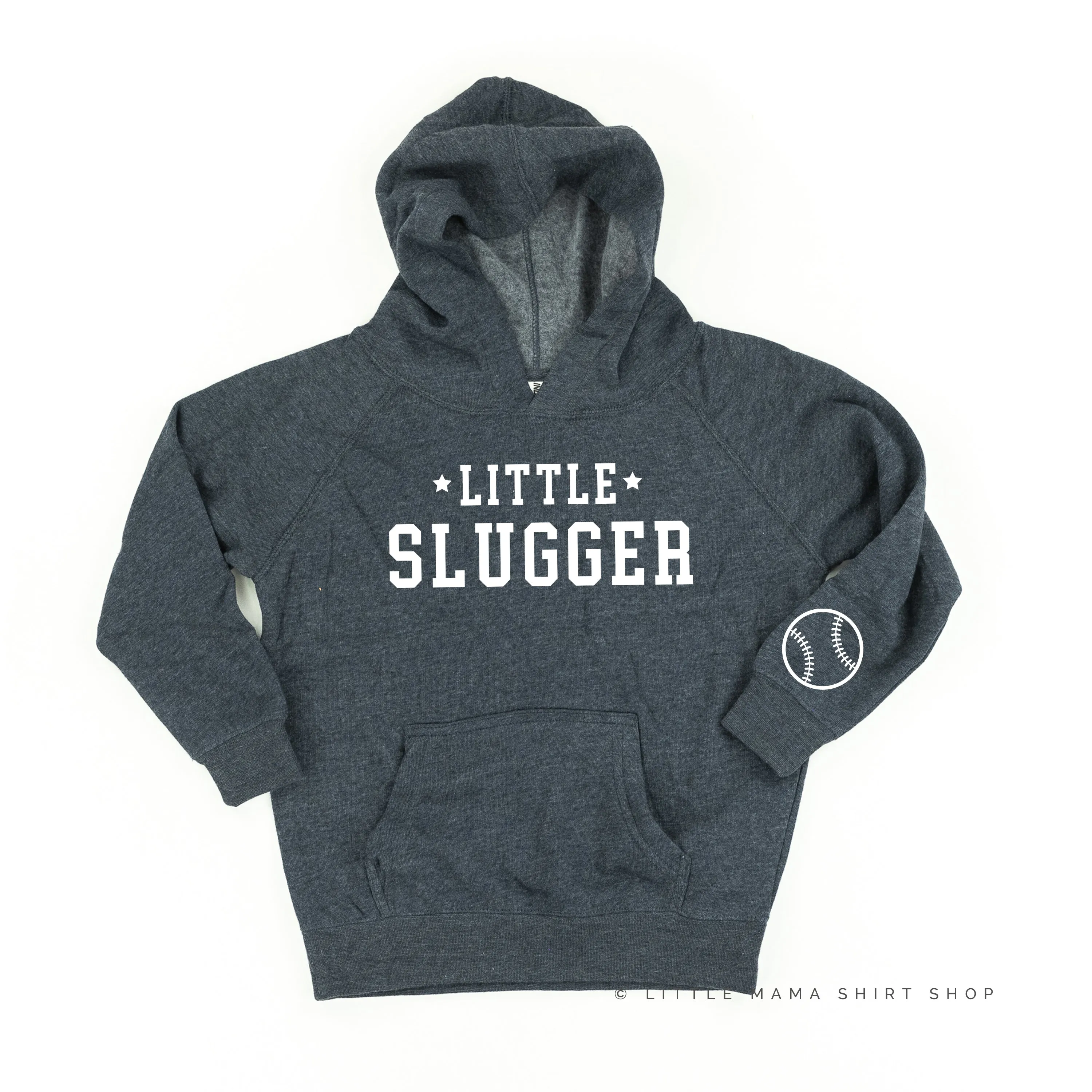 Little Slugger - Baseball Detail on Sleeve - CHILD HOODIE