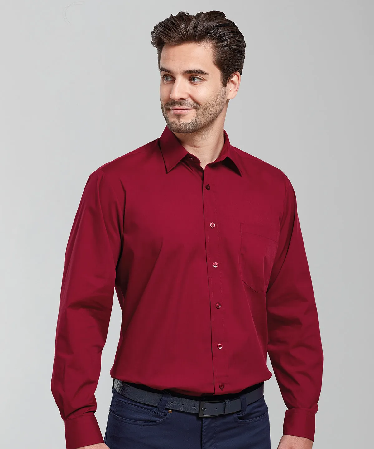 Long sleeve poplin shirt | Aubergine