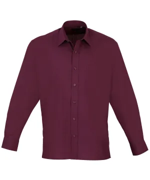Long sleeve poplin shirt | Aubergine
