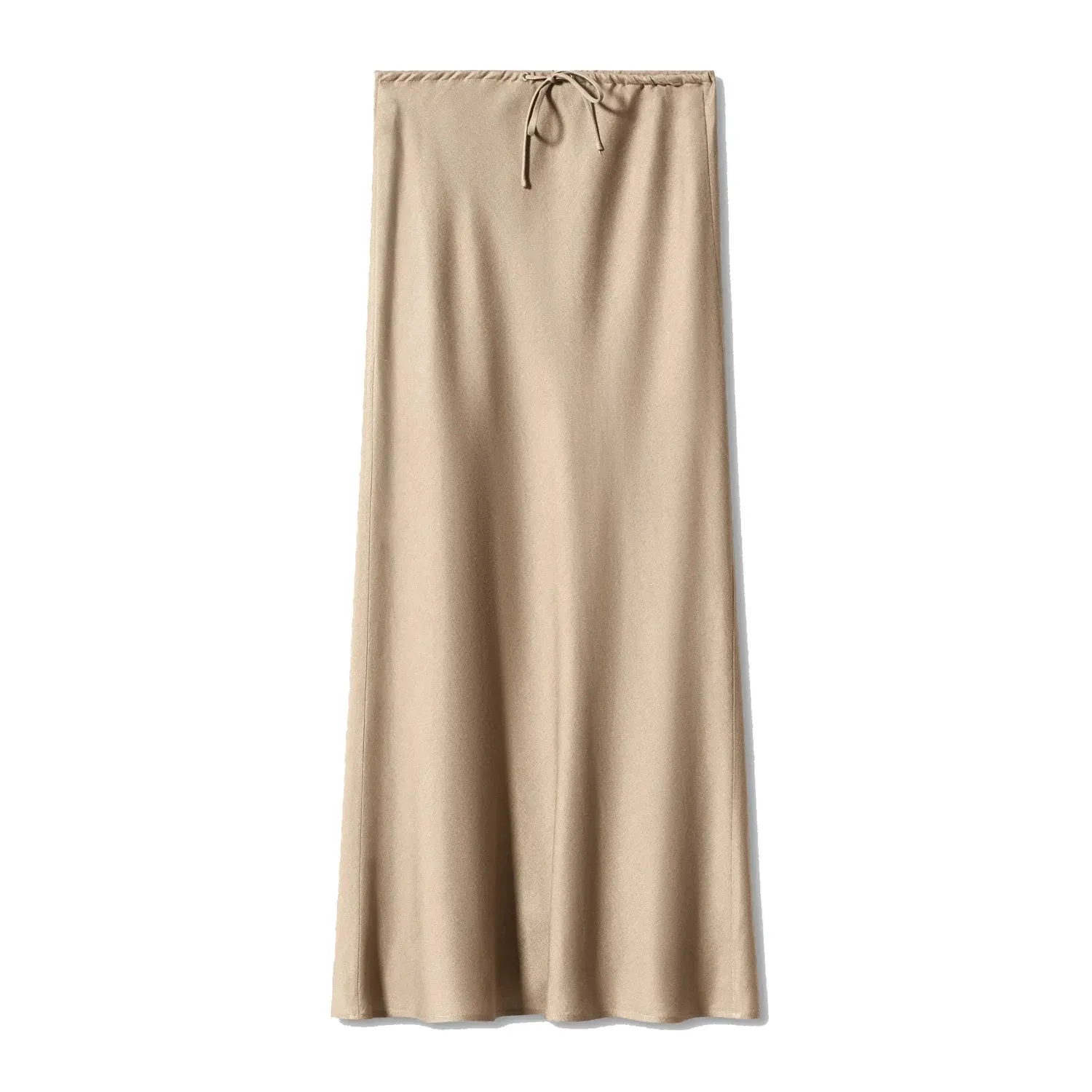 LVSANW Solid Satin Long Skirts For Women Autumn Elegant Women's High Waist A-Line Maxi Skirts Female Fashion Silk Lace Up Skirt