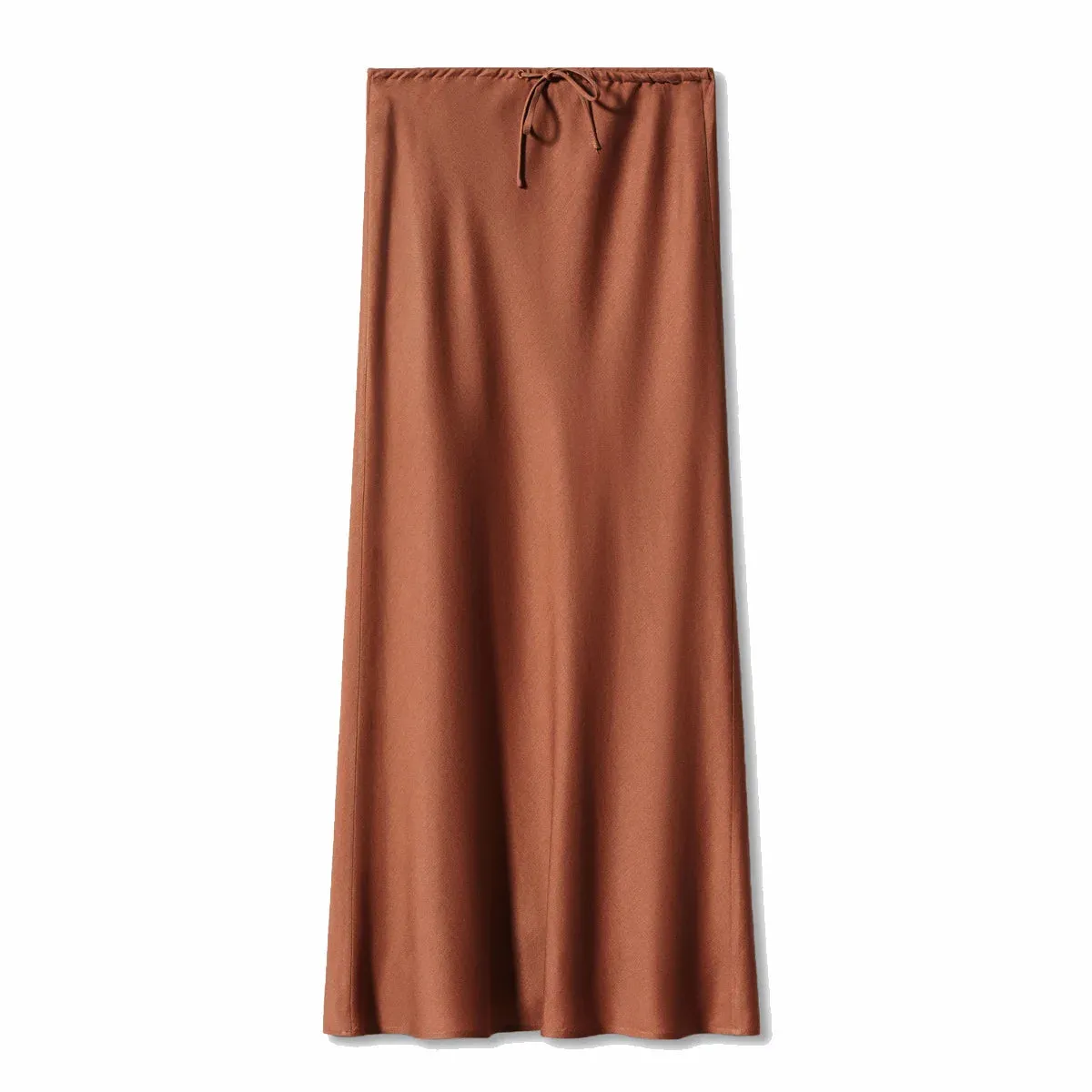 LVSANW Solid Satin Long Skirts For Women Autumn Elegant Women's High Waist A-Line Maxi Skirts Female Fashion Silk Lace Up Skirt