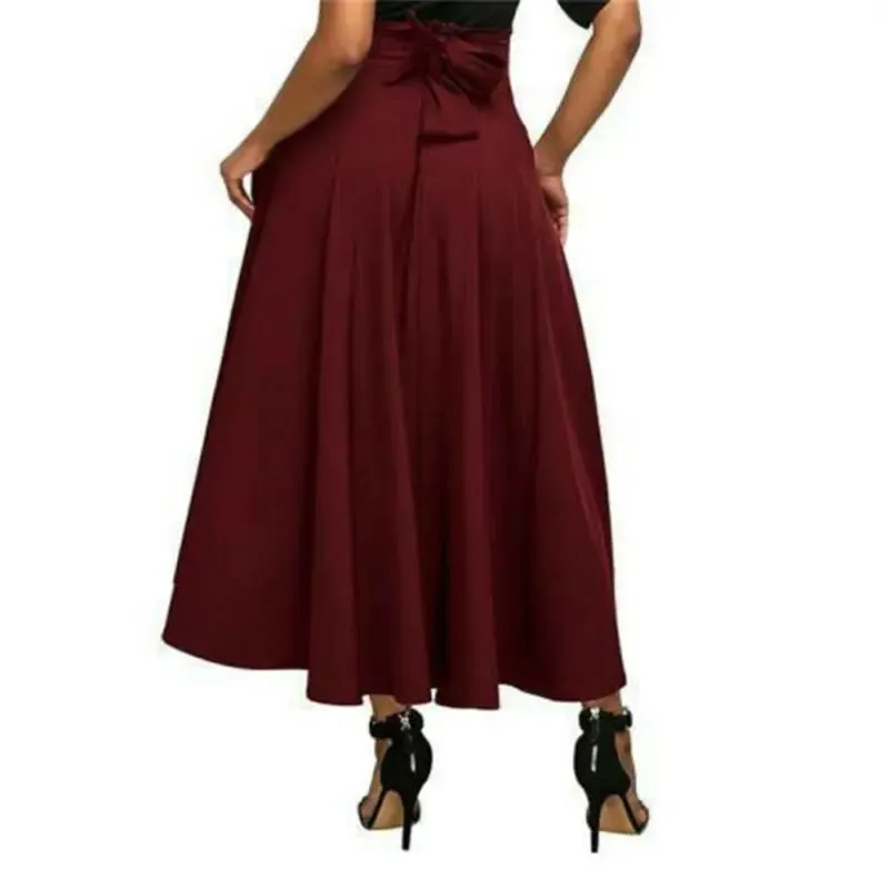 LVSANW Y2k Fashion Vintage Casual Women Skirts Swing Stretch High Waist Plain Office Lady Elegant Long A-Line Skirt Streetwear Clubwear