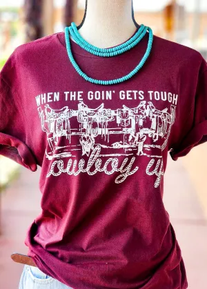 Maroon Cowboy Up Short Sleeve Graphic Tee