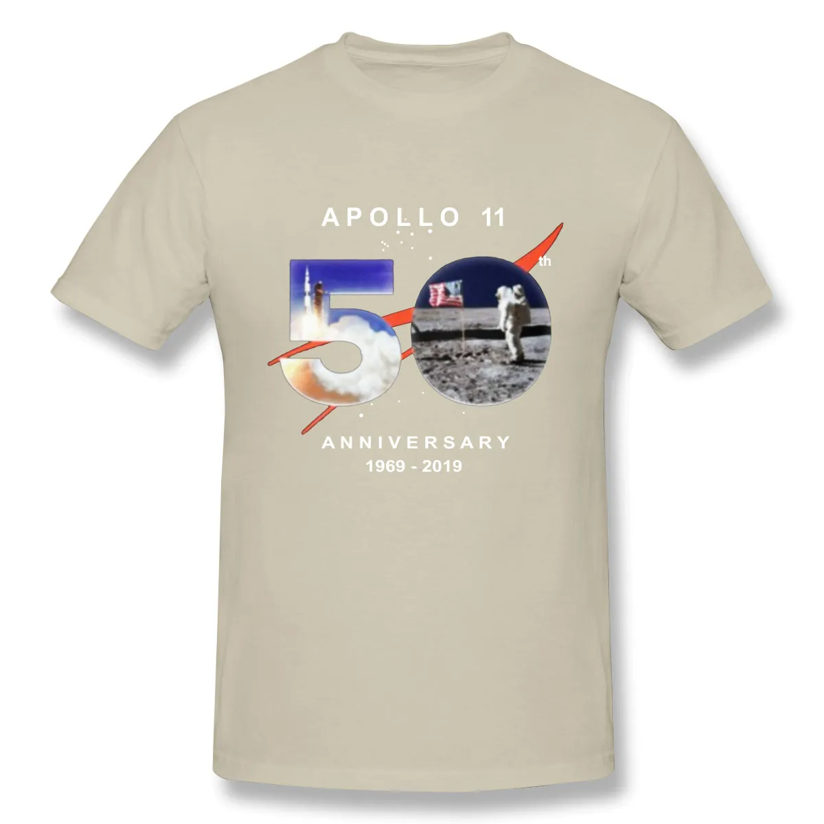 Men's Casual T-shirt Astronaut Moon Landing 50th Comfortable Round Neck Short Sleeves Tees