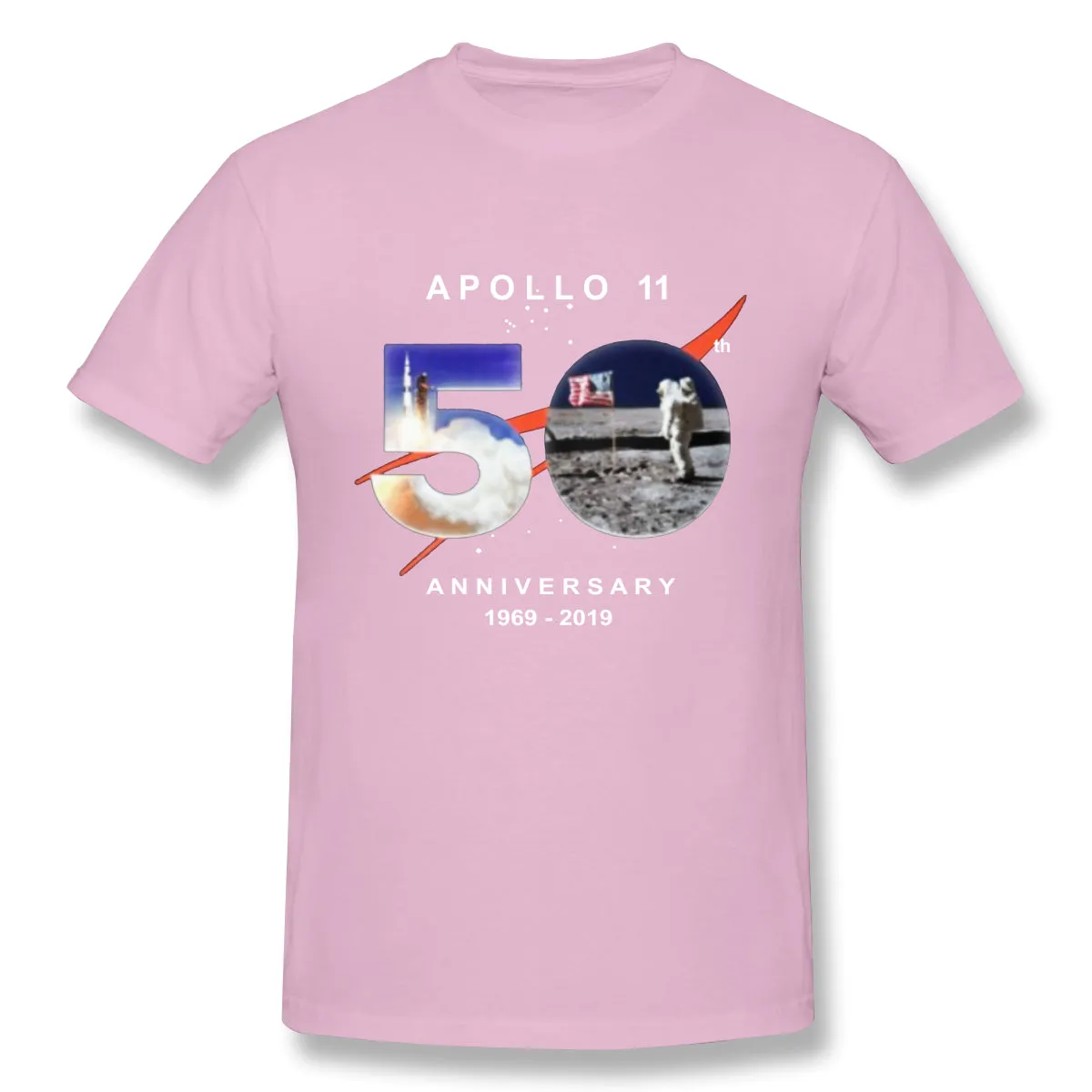 Men's Casual T-shirt Astronaut Moon Landing 50th Comfortable Round Neck Short Sleeves Tees