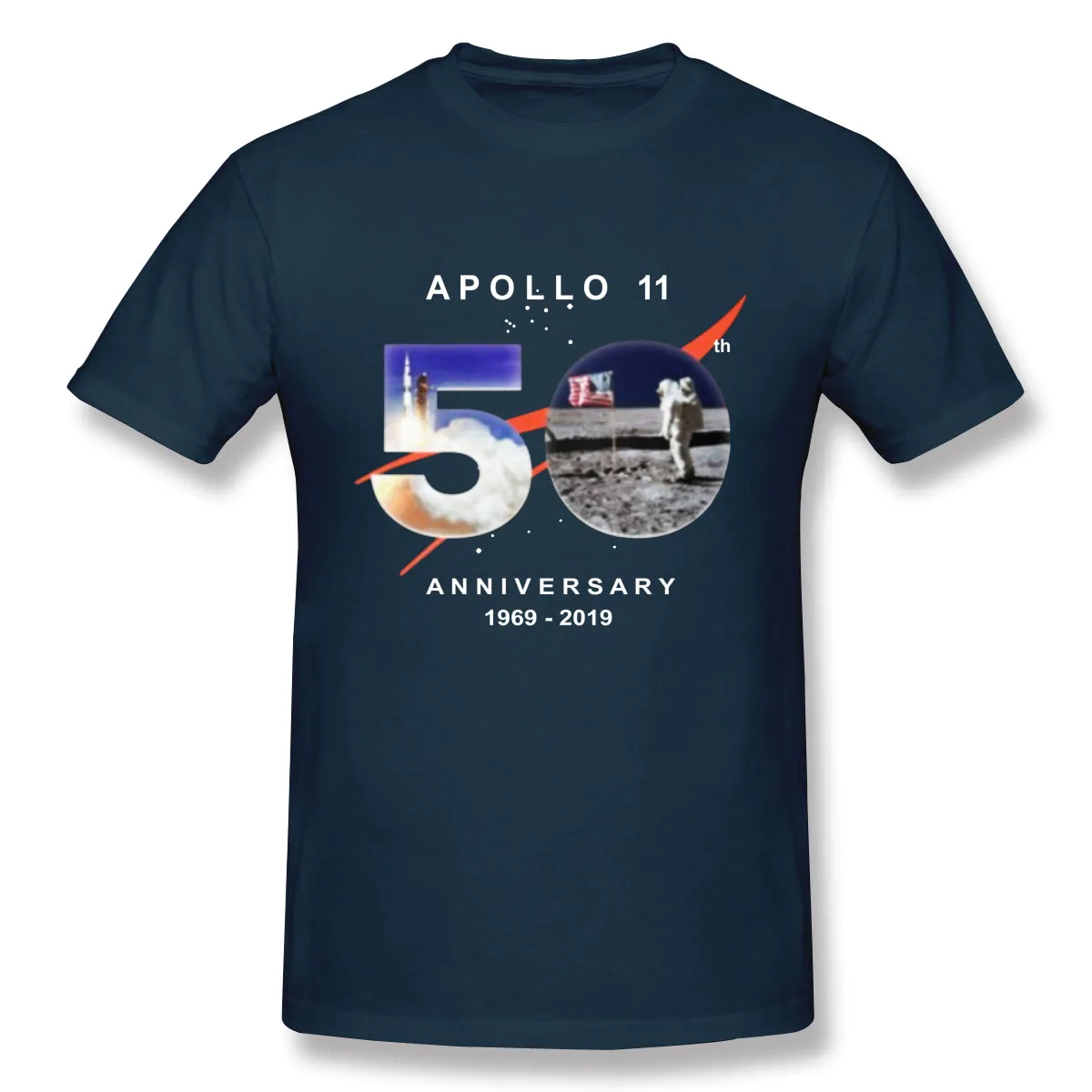 Men's Casual T-shirt Astronaut Moon Landing 50th Comfortable Round Neck Short Sleeves Tees