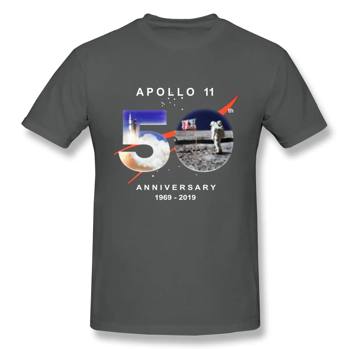 Men's Casual T-shirt Astronaut Moon Landing 50th Comfortable Round Neck Short Sleeves Tees