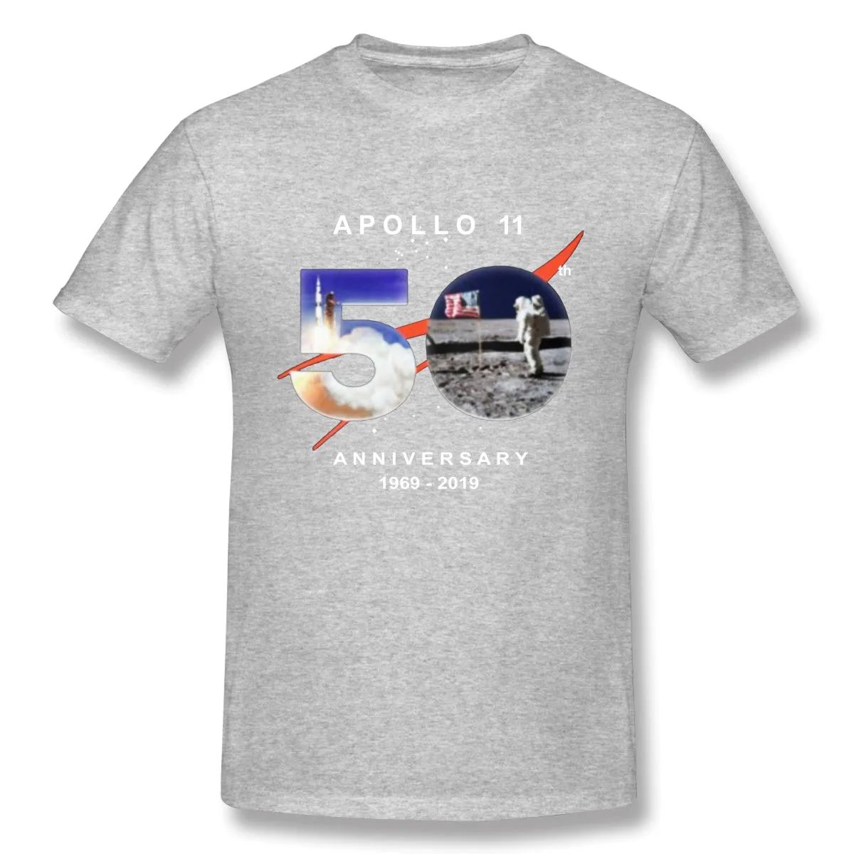 Men's Casual T-shirt Astronaut Moon Landing 50th Comfortable Round Neck Short Sleeves Tees