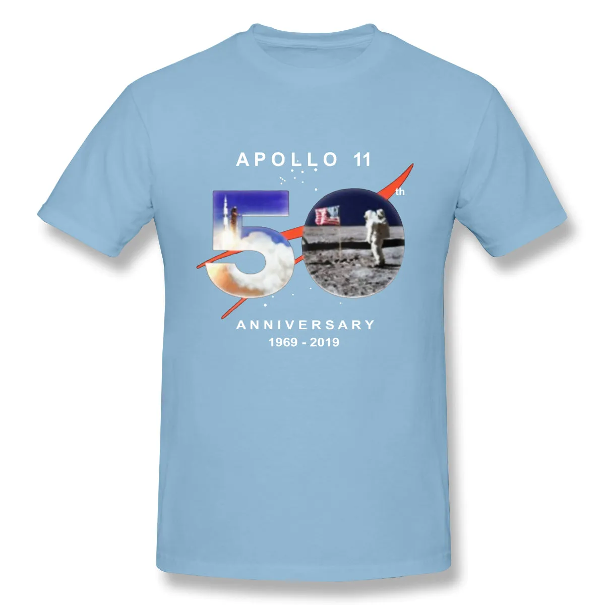 Men's Casual T-shirt Astronaut Moon Landing 50th Comfortable Round Neck Short Sleeves Tees