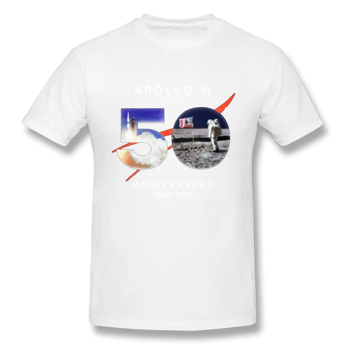 Men's Casual T-shirt Astronaut Moon Landing 50th Comfortable Round Neck Short Sleeves Tees