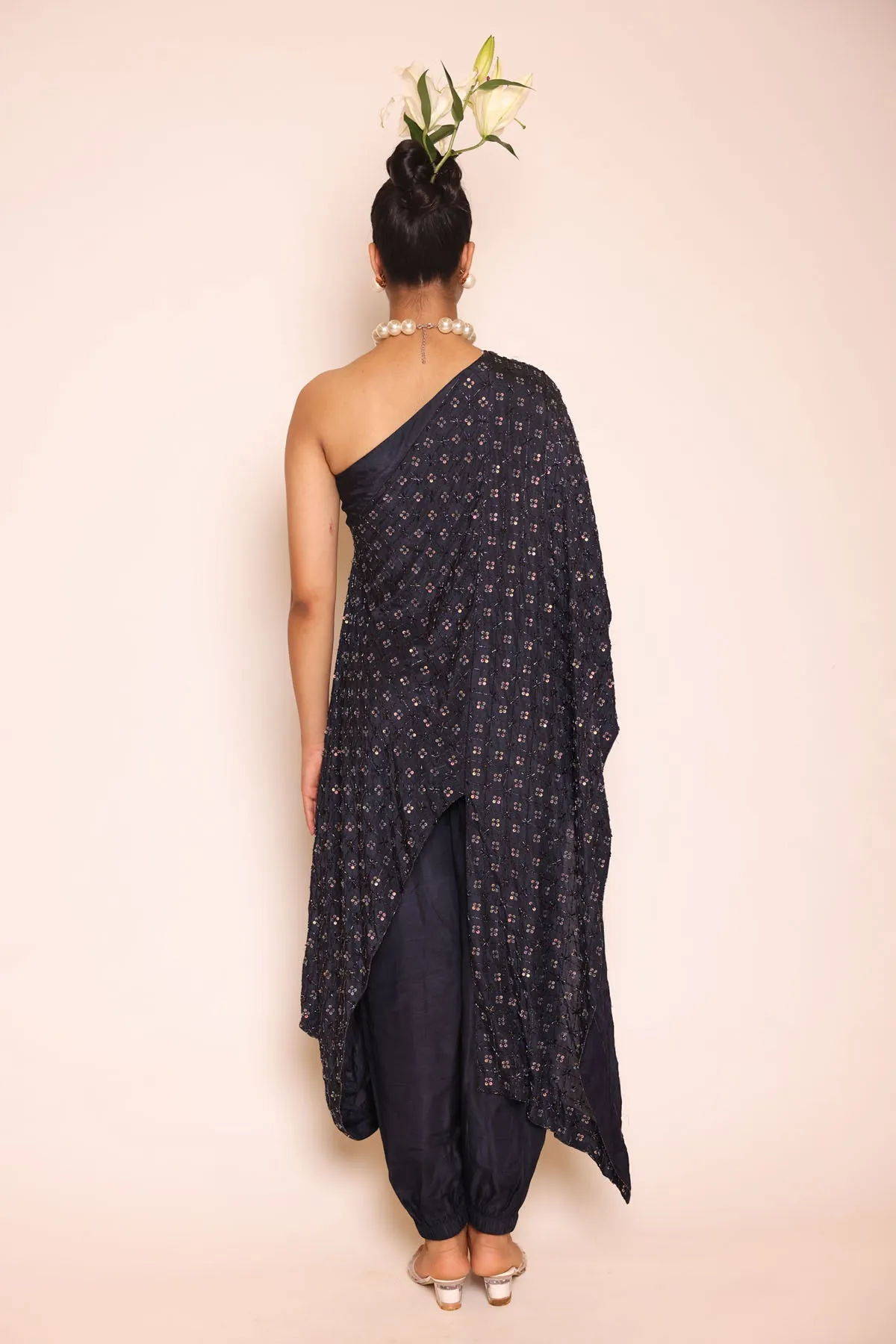 Midnight Blue Draped Top & Pants