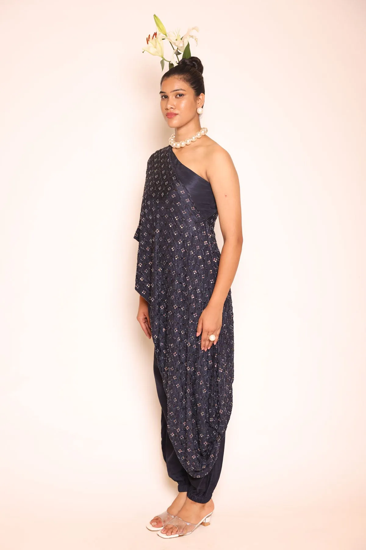 Midnight Blue Draped Top & Pants