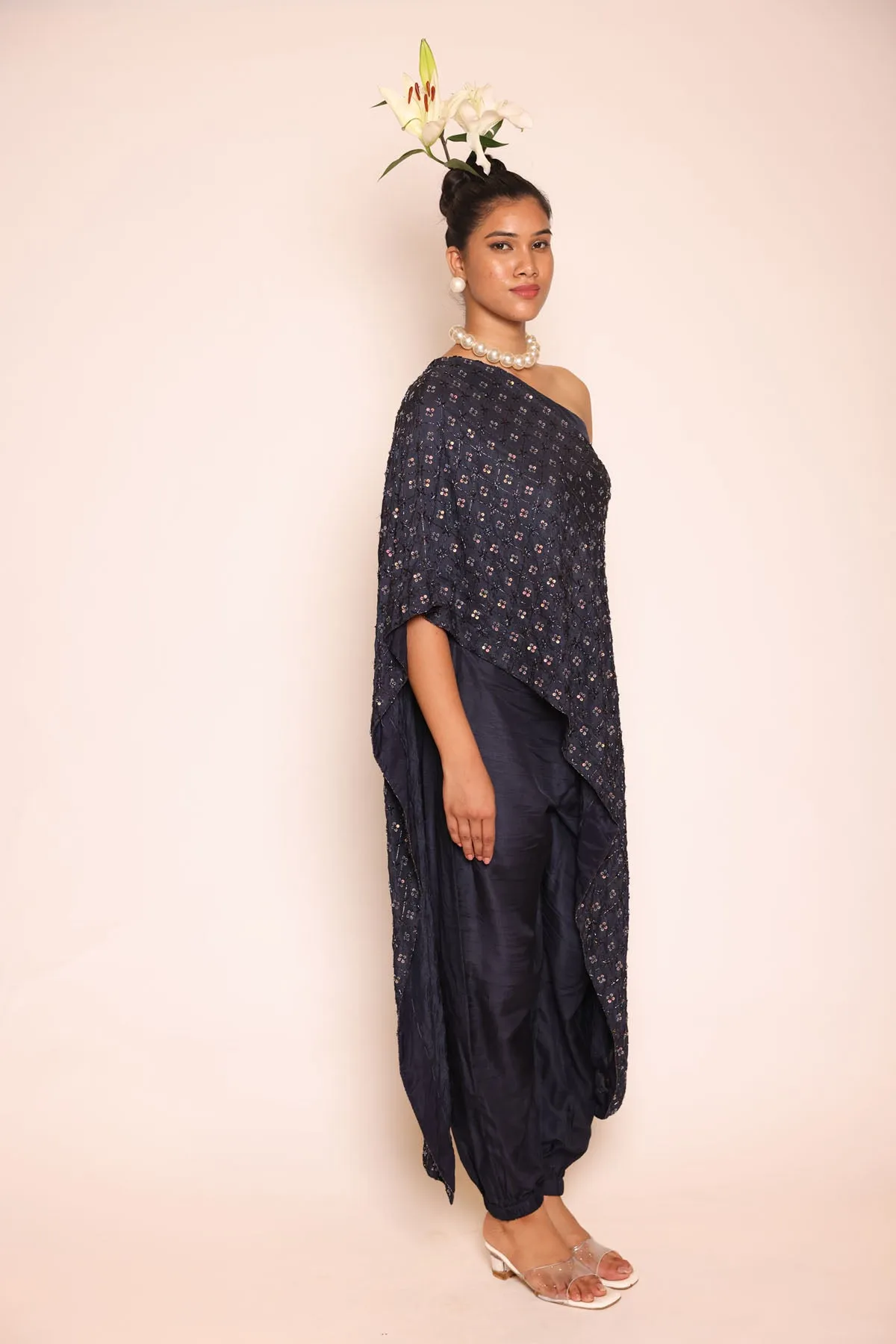 Midnight Blue Draped Top & Pants