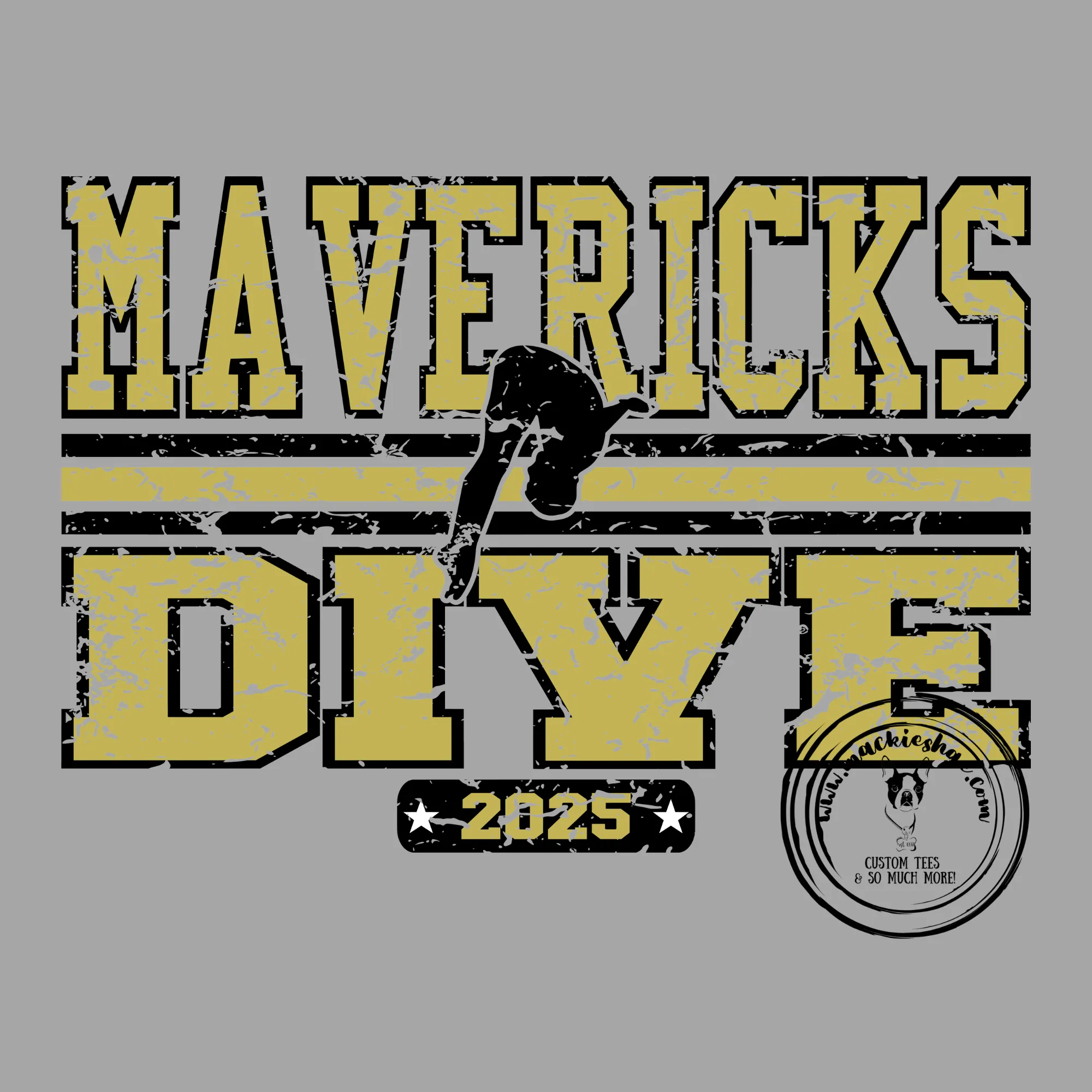 MSHS Swim- Mavericks Dive 2025 Distressed with Diver Grey Gear