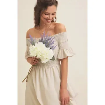 NB Off Shoulder Linen Maxi Dress
