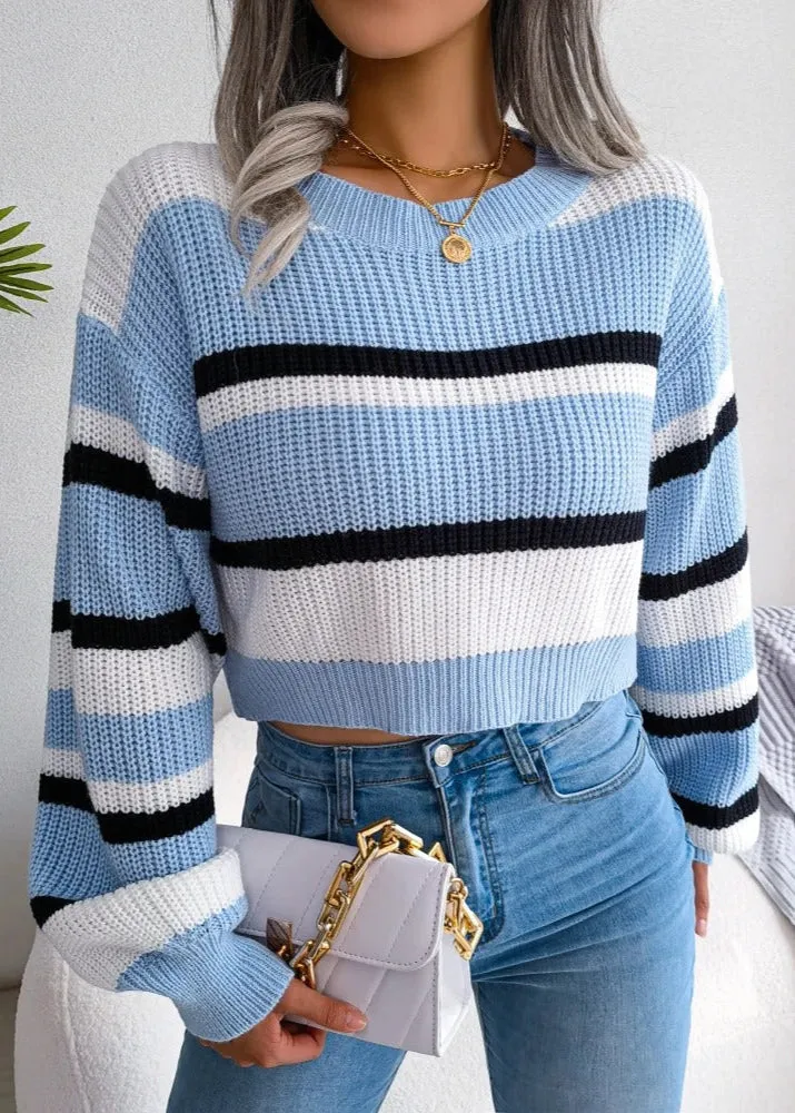 Nevaeh  Striped Knit Cropped Sweater