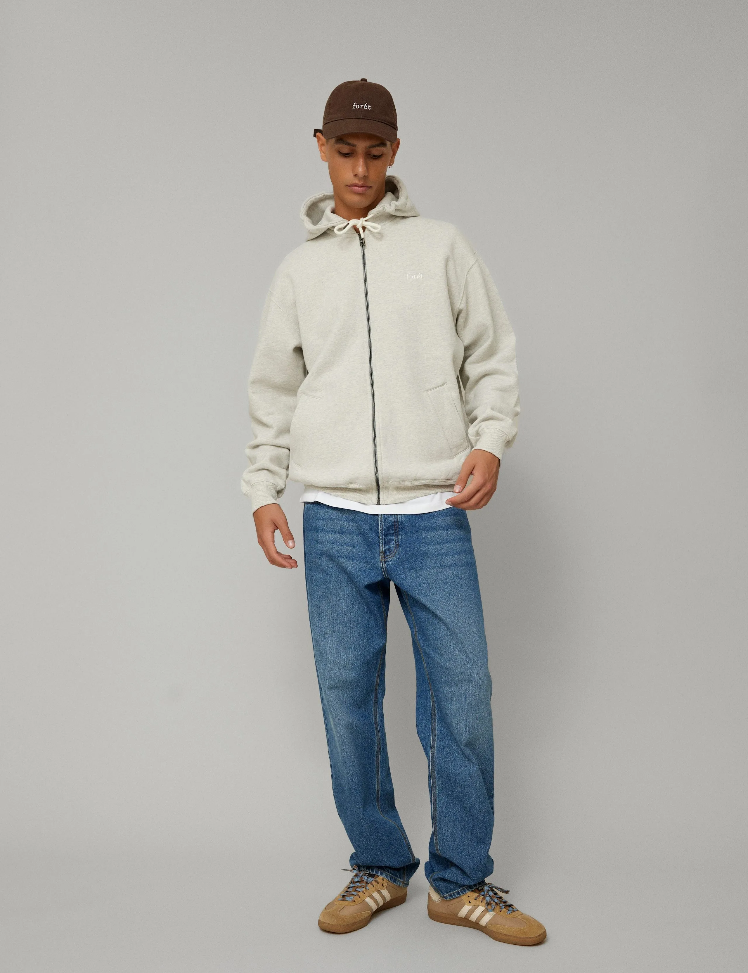 NOON ZIP HOODIE - SNOW MELANGE