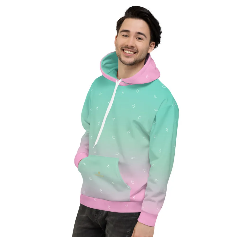 Pink Ombre Ladies Hoodies, Blue Soft Unisex Premium Hoodie Pullover- Made in Europe