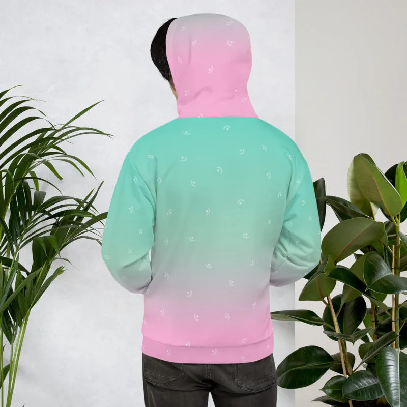 Pink Ombre Ladies Hoodies, Blue Soft Unisex Premium Hoodie Pullover- Made in Europe