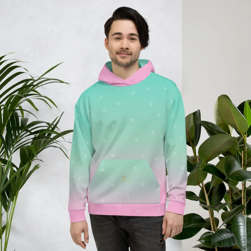 Pink Ombre Ladies Hoodies, Blue Soft Unisex Premium Hoodie Pullover- Made in Europe