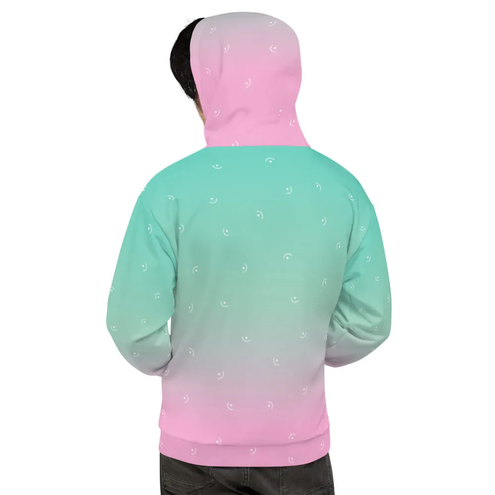 Pink Ombre Ladies Hoodies, Blue Soft Unisex Premium Hoodie Pullover- Made in Europe