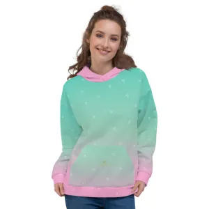 Pink Ombre Ladies Hoodies, Blue Soft Unisex Premium Hoodie Pullover- Made in Europe