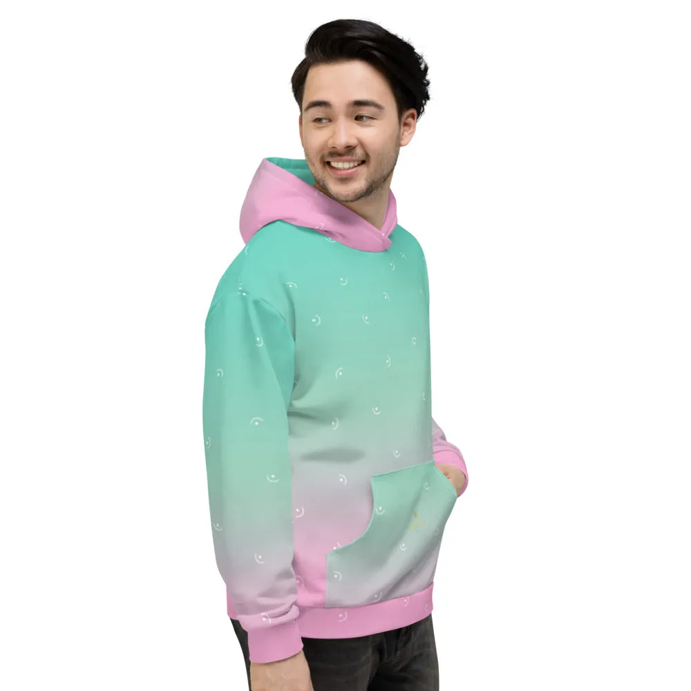 Pink Ombre Ladies Hoodies, Blue Soft Unisex Premium Hoodie Pullover- Made in Europe