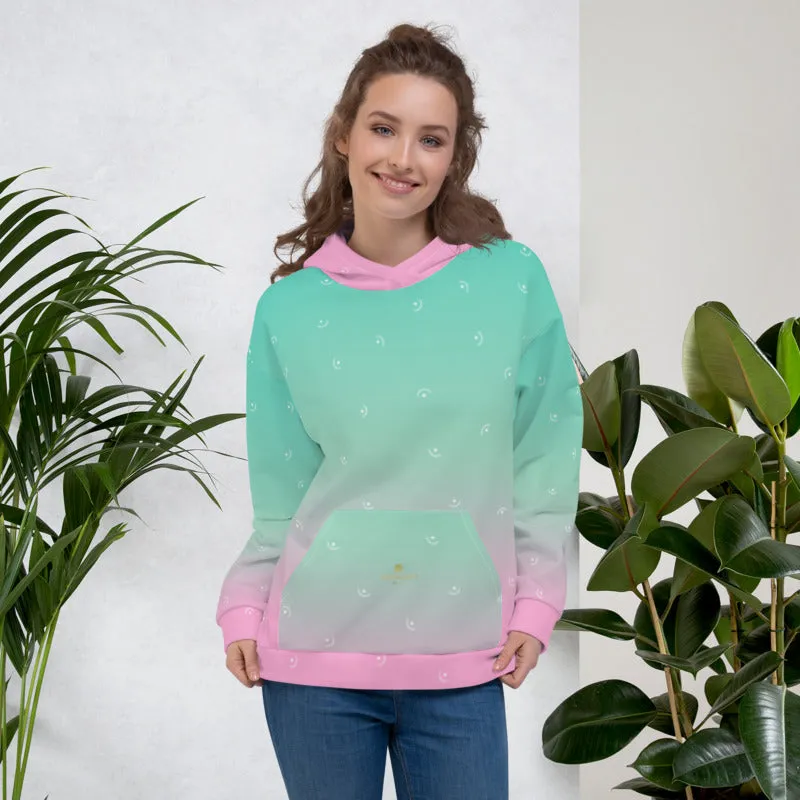 Pink Ombre Ladies Hoodies, Blue Soft Unisex Premium Hoodie Pullover- Made in Europe