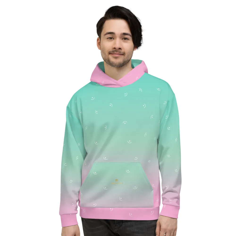 Pink Ombre Ladies Hoodies, Blue Soft Unisex Premium Hoodie Pullover- Made in Europe