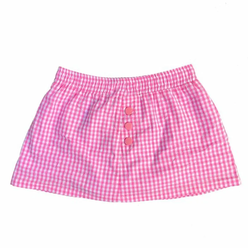 Plaid Buttoned Elastic Mini Skirt