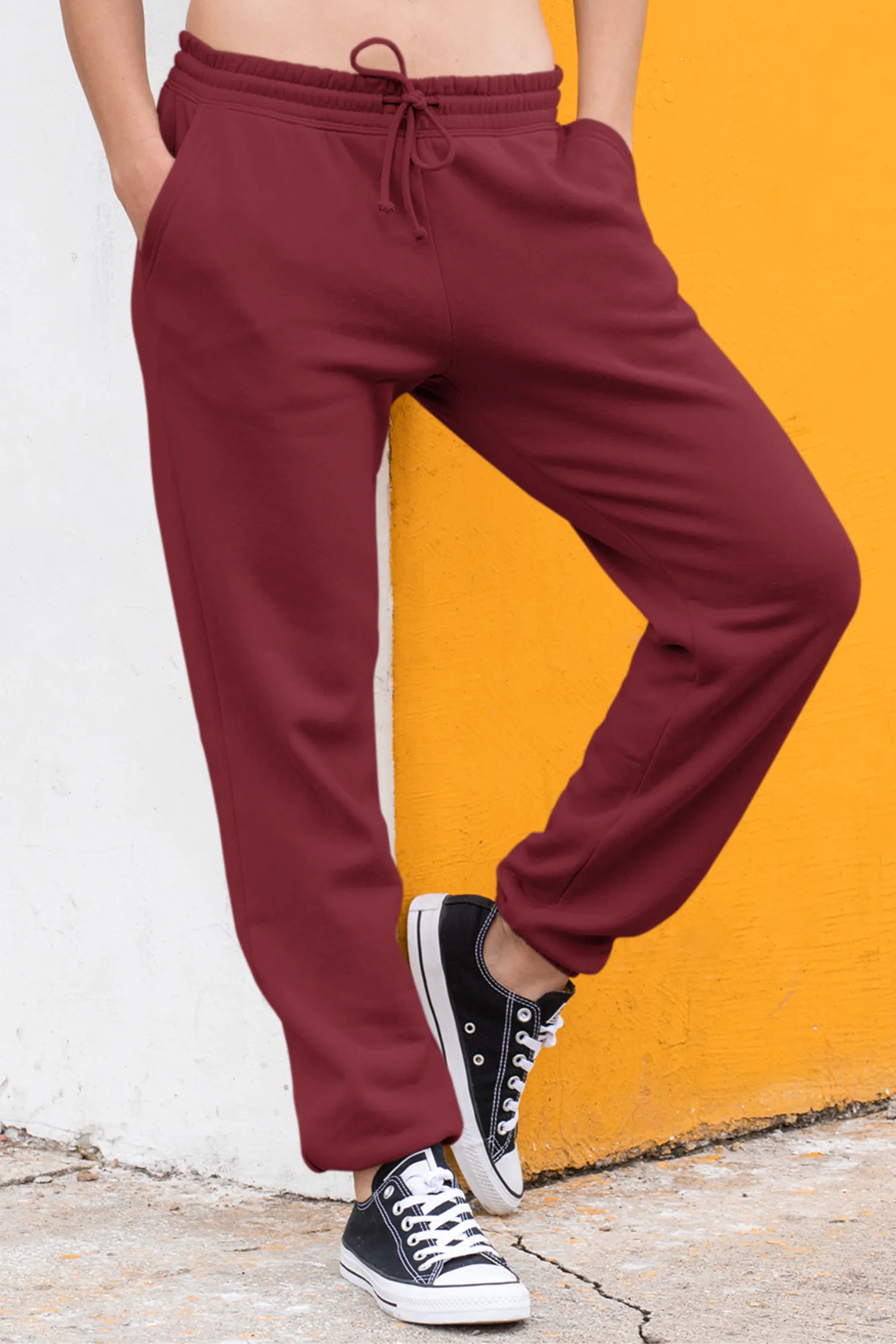 Plain Maroon Women Jogger Pants