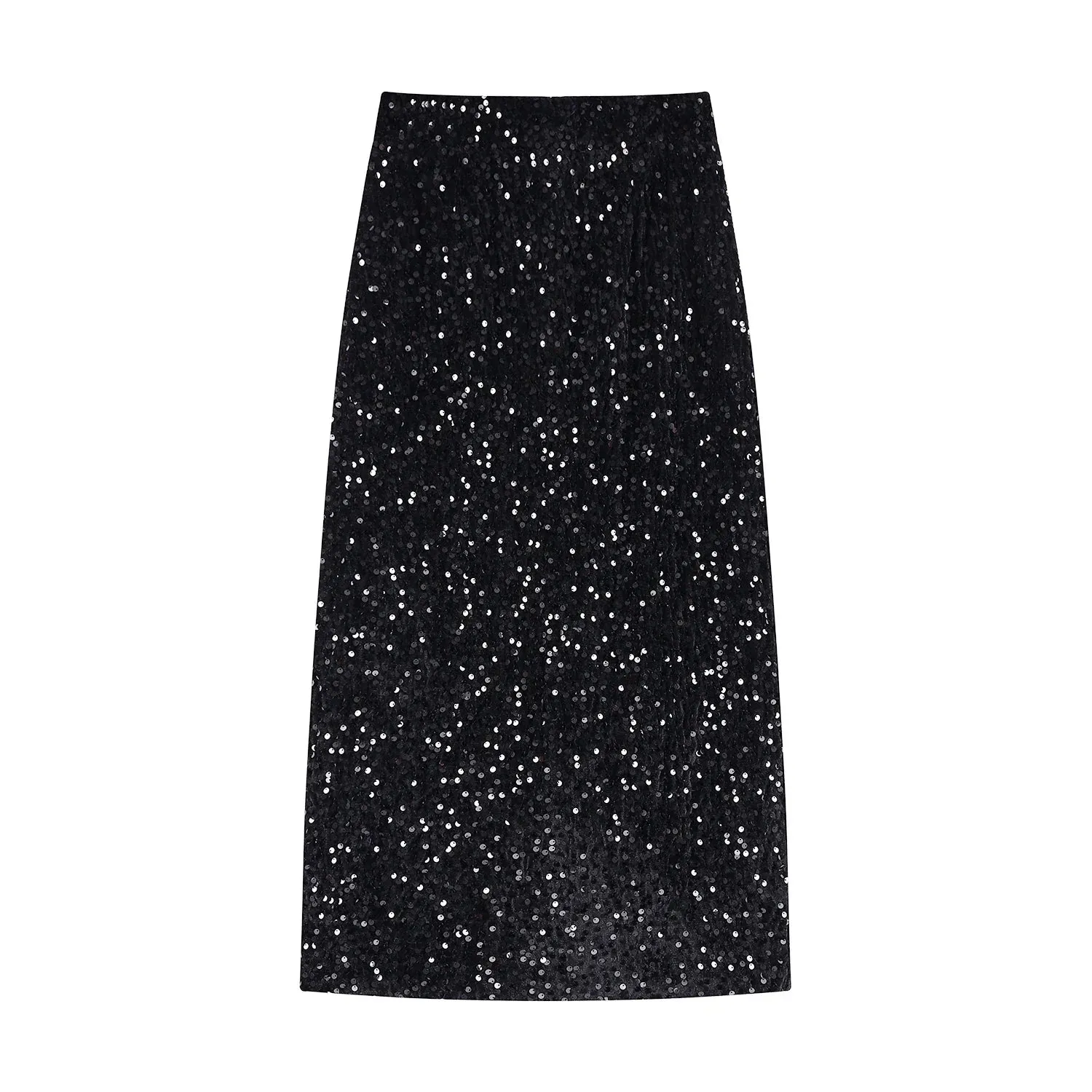 Purpdrank Autumn Winter Velvet High Waist Sequined Women's Wrap A-Line Skirts New Elegant Back Split Pencil Skirts Female