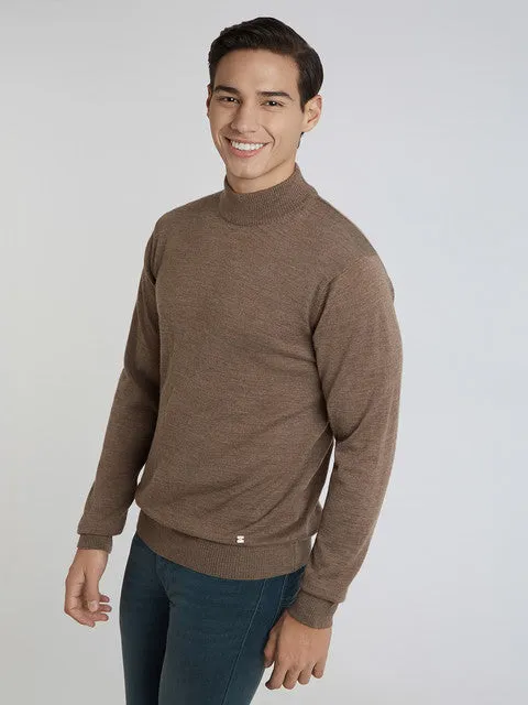 Raymond Men Brown Solid Contemporary Fit Wool Blend Sweater