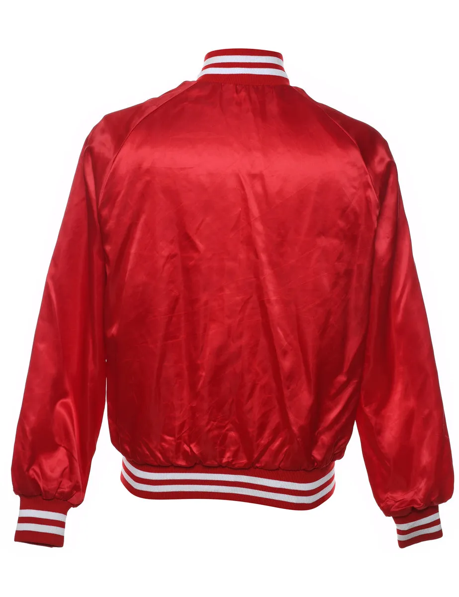 Red & White Contrast Bomber Jacket - M