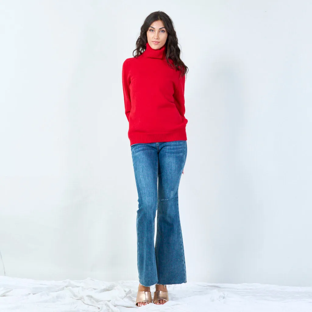 Ribbed funnel neck sweater wholesale