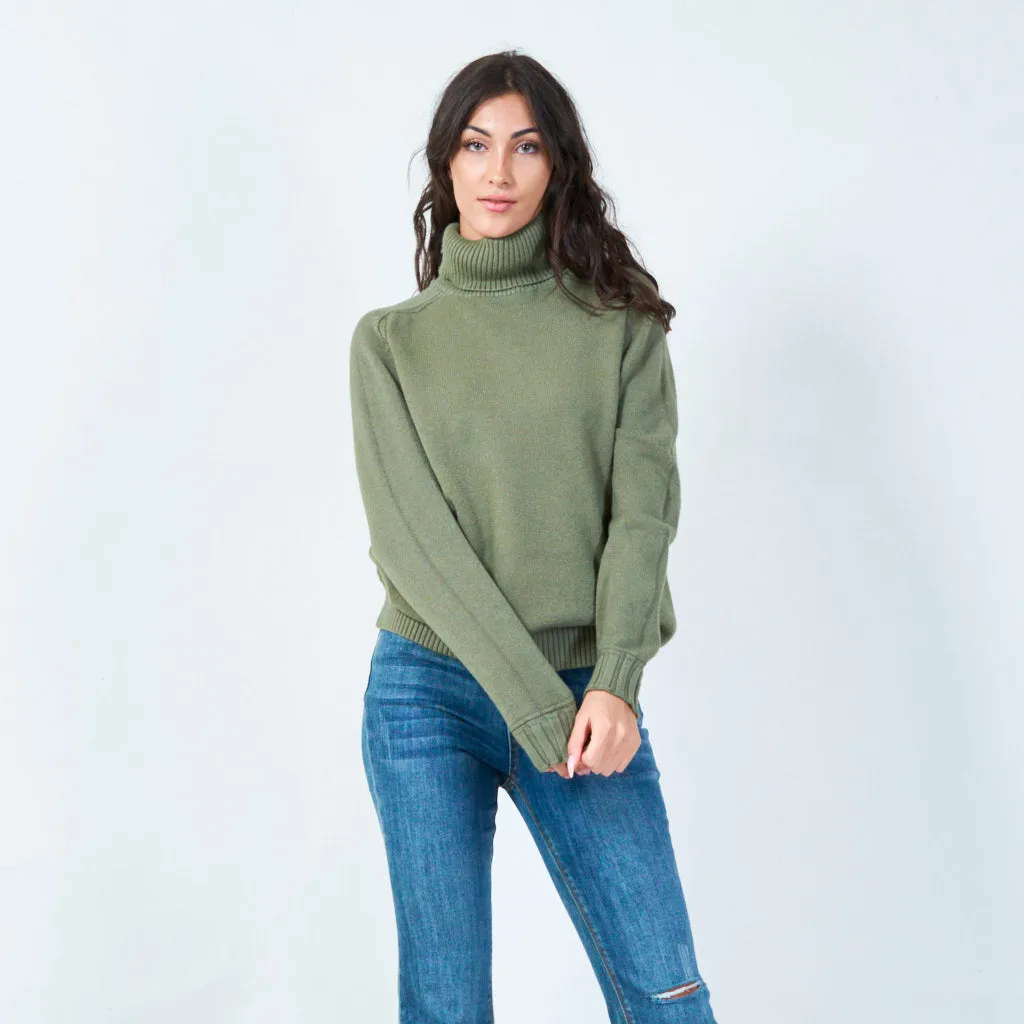 Ribbed funnel neck sweater wholesale