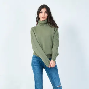 Ribbed funnel neck sweater wholesale