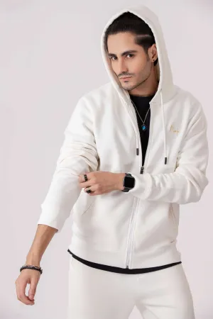 Soft-White Zipper Hoodie - Men