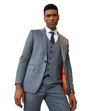 Stacy Adams Hybrid Fit Reversible Vested Suit, Blue Grey