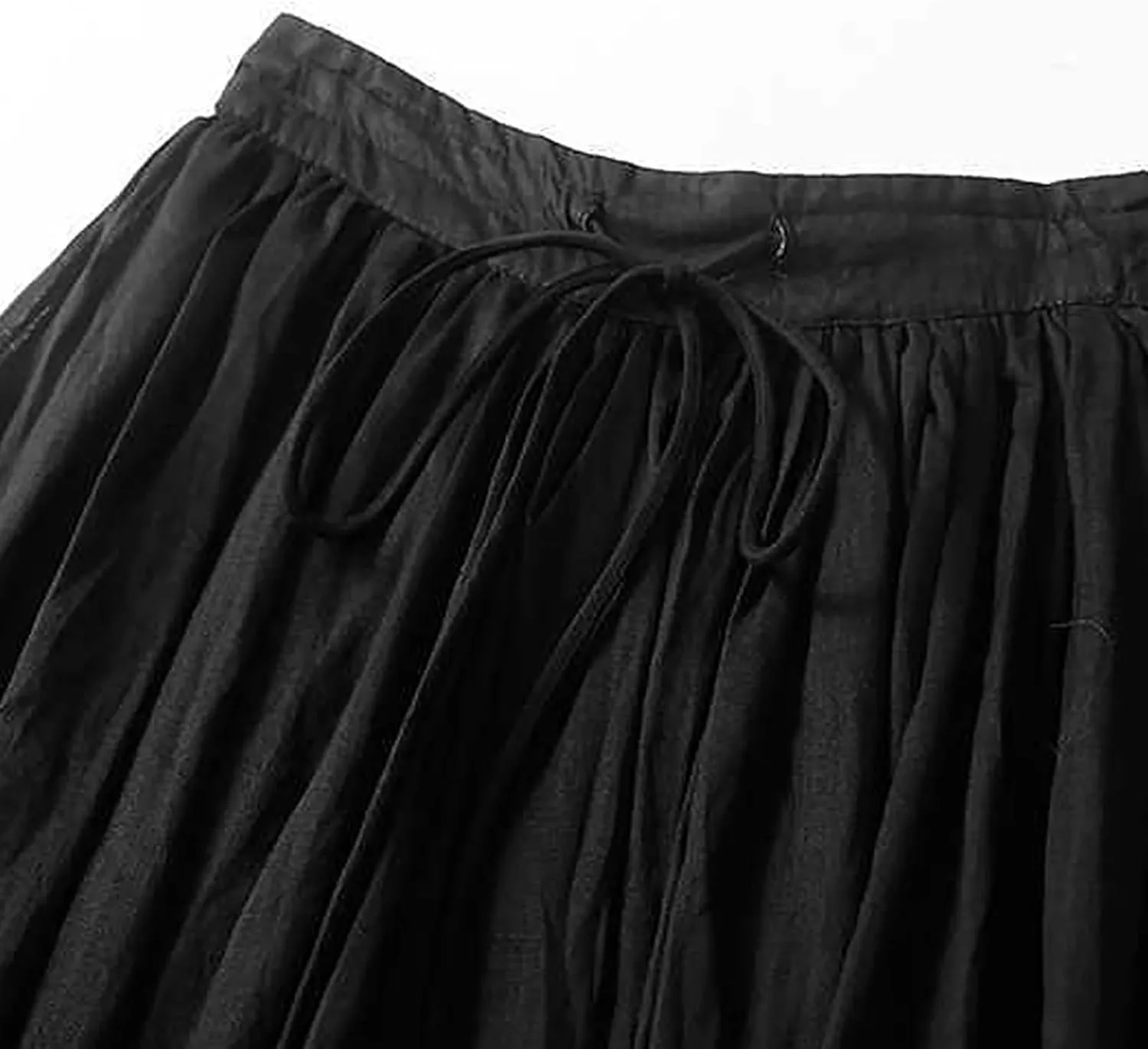 Summer Skirts for Women 2024 Drawstring Elastic Waist Solid Maxi Skirt Dress Causal Ruffle Cotton Linen a-Line Skirt