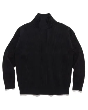 Super Fine Wool Rib Knit Turtle Black
