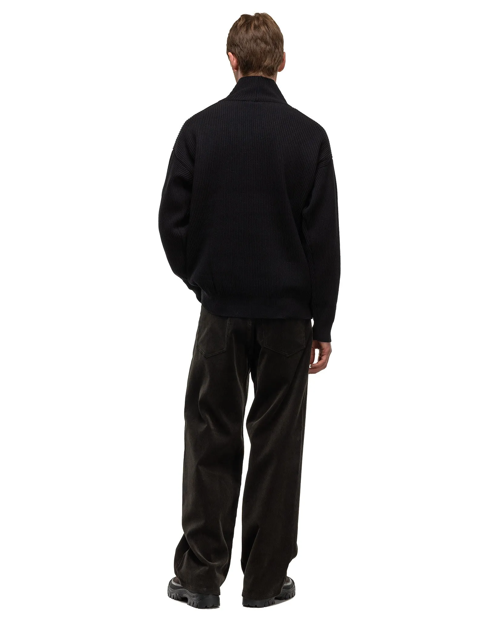 Super Fine Wool Rib Knit Turtle Black