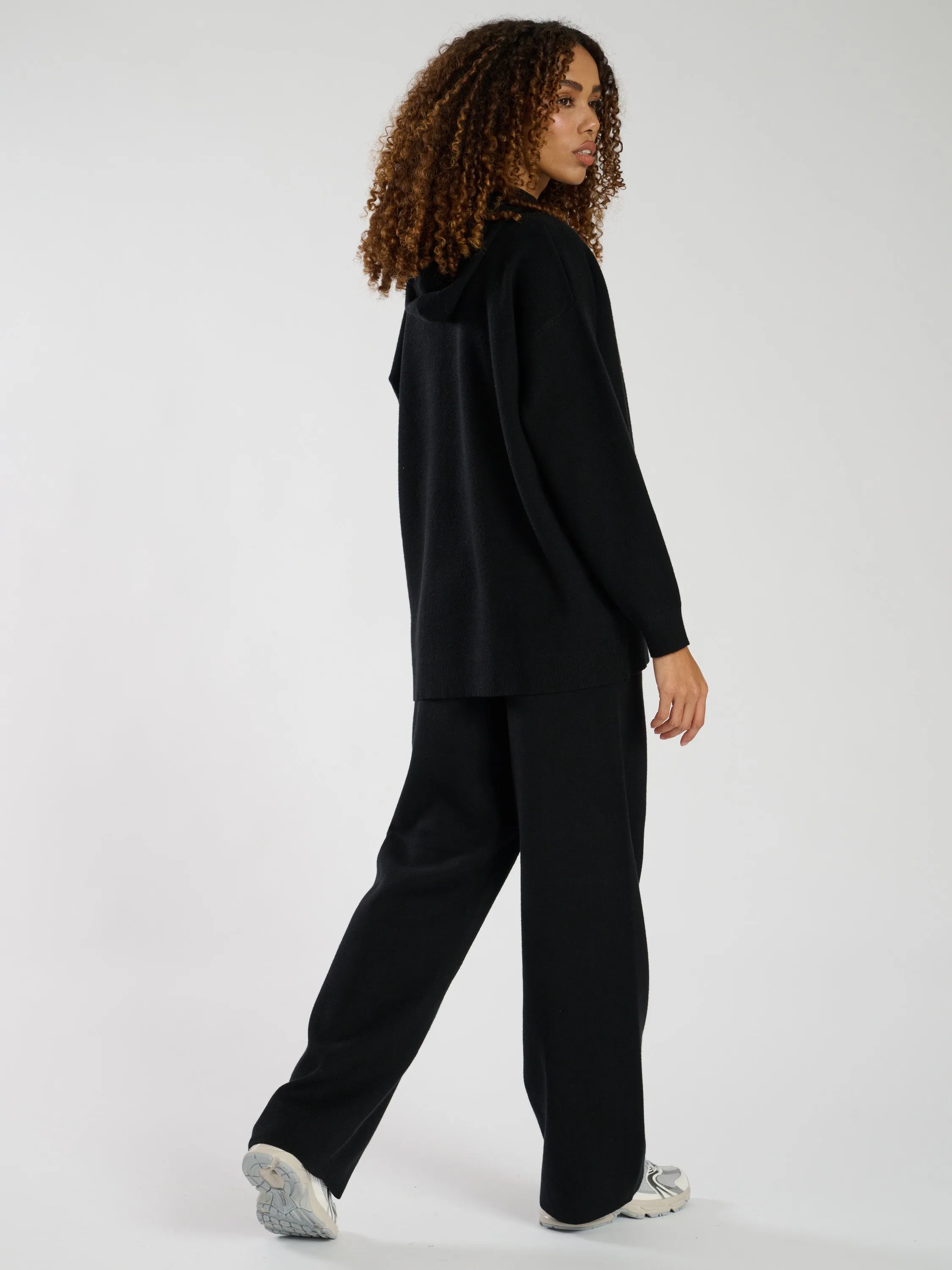 The 'Homely' wide leg knitted joggers in black