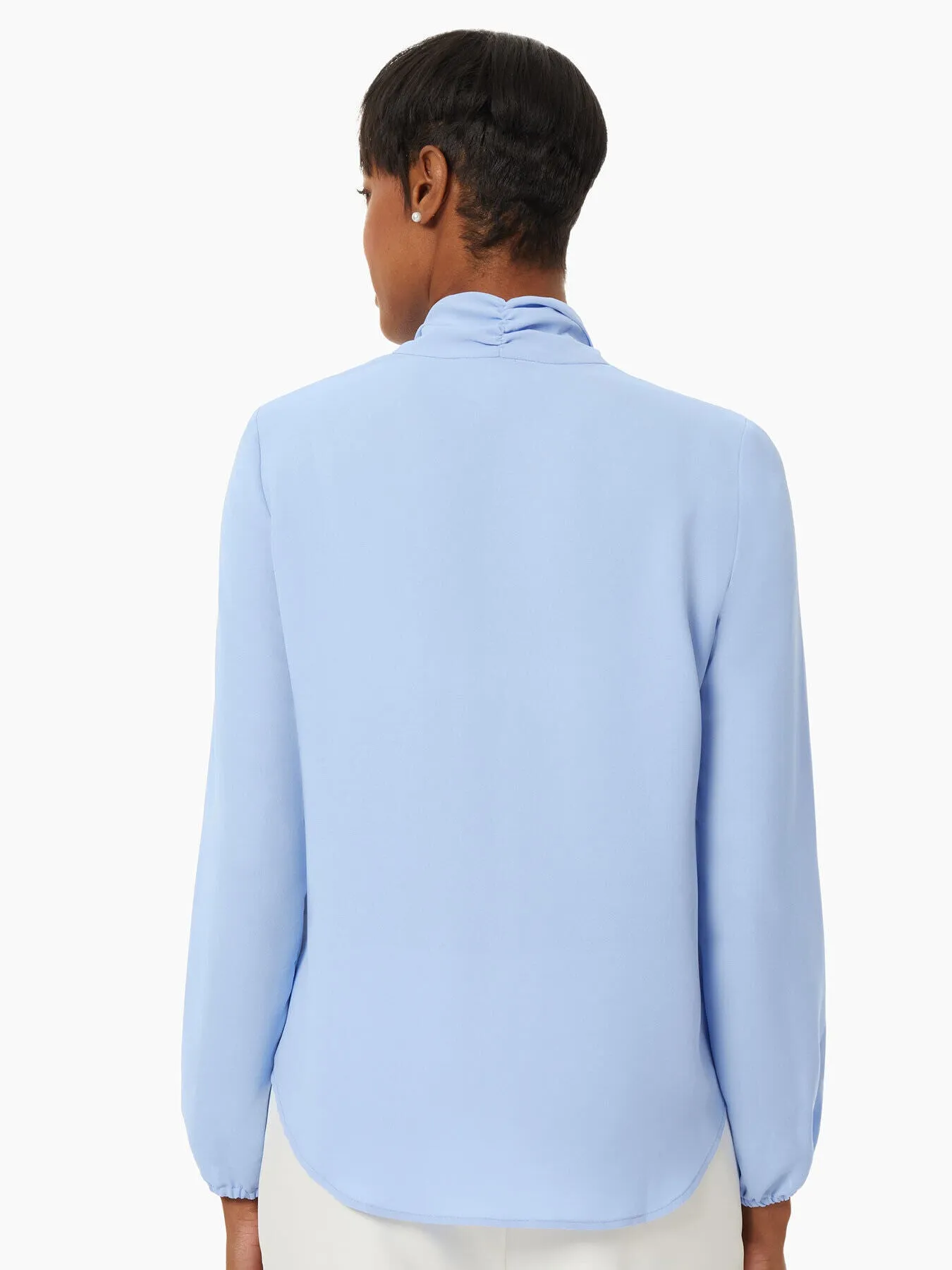 Tie Neck Long Sleeve Jasper Crepe Blouse