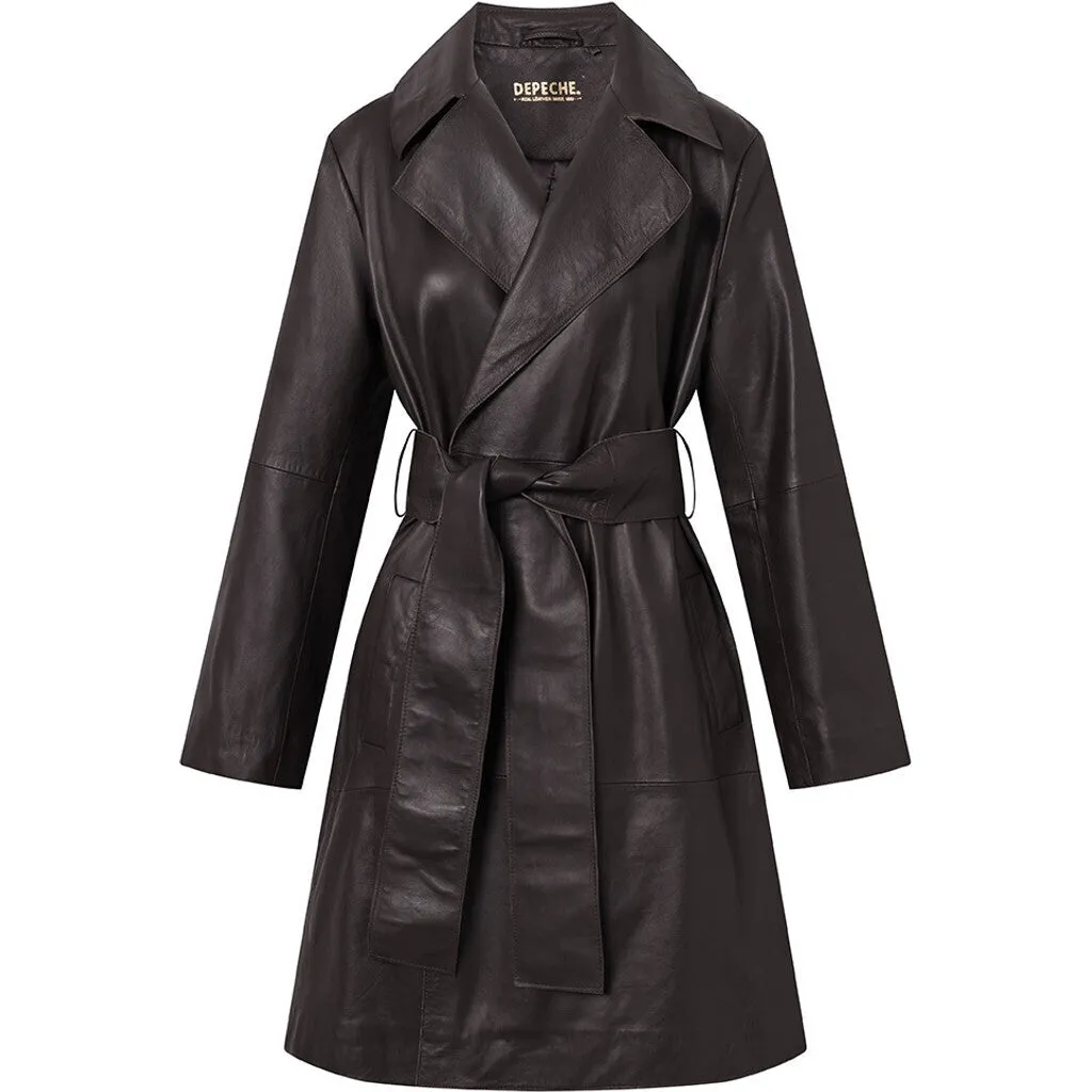 Trendy Naia trenchcoat in soft leather / 51118 - Chocolate