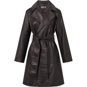 Trendy Naia trenchcoat in soft leather / 51118 - Chocolate