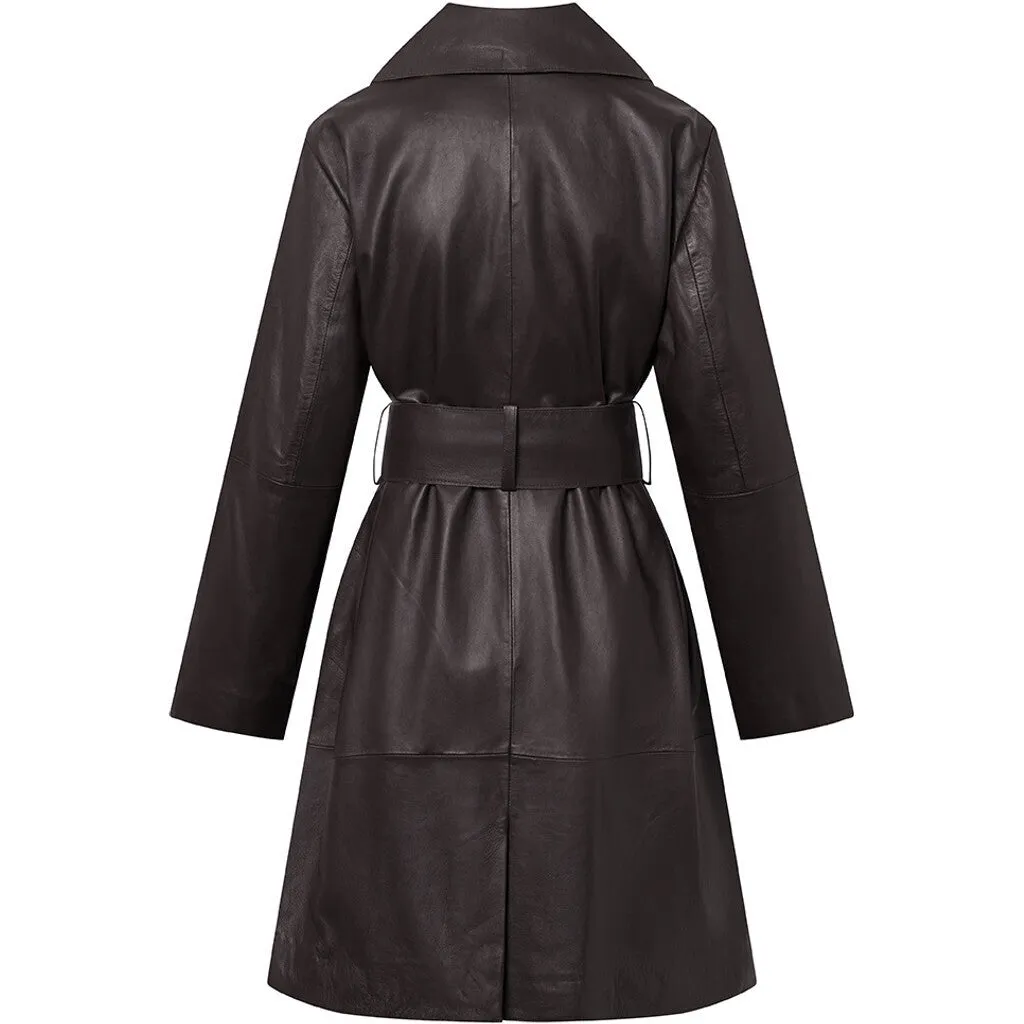 Trendy Naia trenchcoat in soft leather / 51118 - Chocolate